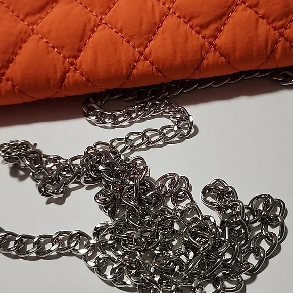 Orange Quilted Chain Crossbody Bag - Picture 13 of 14